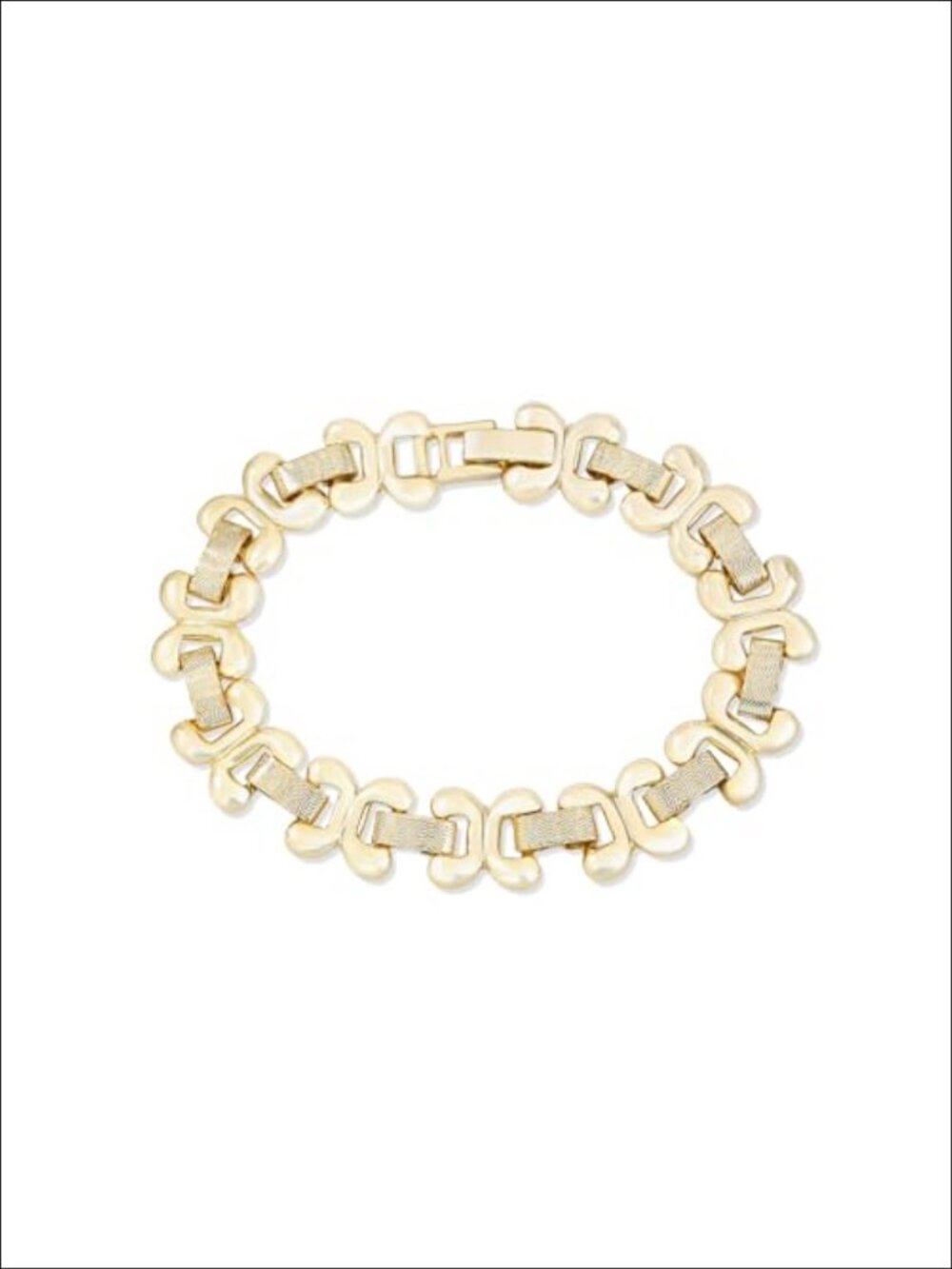 18K Gold-Plated Wide Double C Link Bracelet Textured